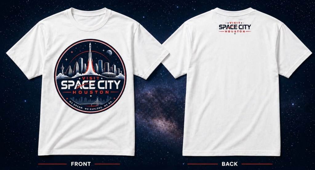 Visit Space City Houston T-Shirt Front and Back